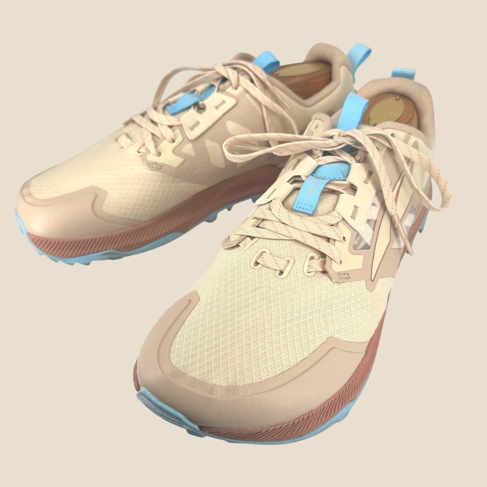 Altra Lone Peak 7 Trail Running Shoes Women 8.5 Beige Blue AL0A7R7G922 Hiking